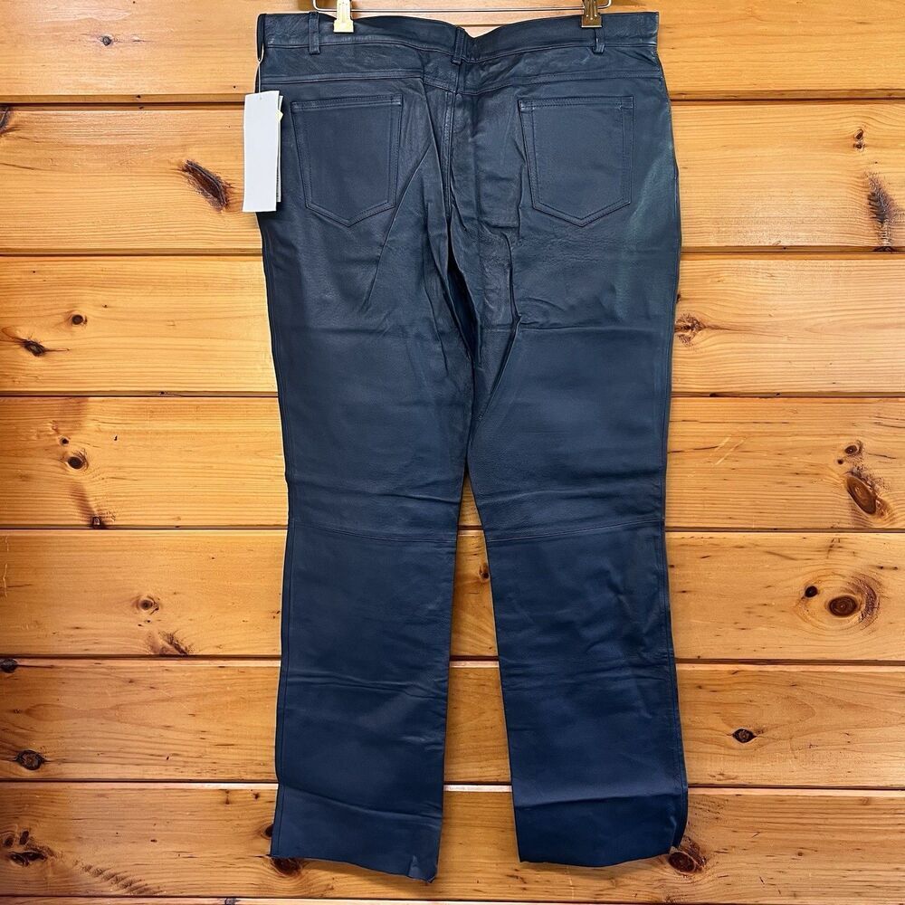 NWT Vintage EXCELLED 90s Excelled Indigo Leather Straight Leg Lined Pants 16